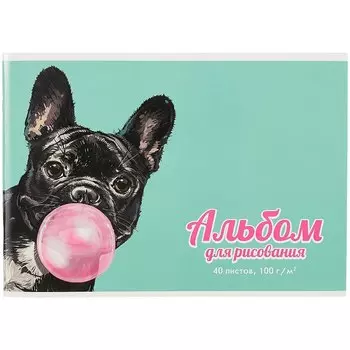 Альбом для рисования Феникс+, "Мопс", А4, 40 листов, на скрепке
