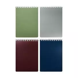Блокнот А6 80л кл. "METALLIC" пласт.обл, спираль, ассорти, Hatber