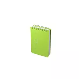 Блокнот А7 50л кл. "NEON GREEN" спираль, пластик.обл., ярко-салатовый, stila