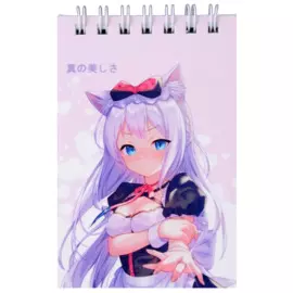 Блокнот А7 60л кл. "Аниме. Девушка с ушками (Сёдзё) (цветная)" спираль, УФ лак