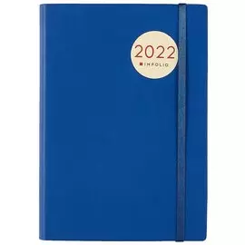 Ежедневник дат. 2022г. А5 176л "Clear" синий, иск.кожа, мягк.переплет, на резинке, ляссе