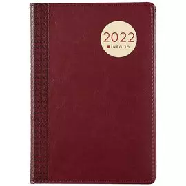 Ежедневник дат. 2022г. А5 176л "Lozanna" бордовый, иск.кожа, тв.переплет, поролон, прострочка, тисн. по корешку, ляссе