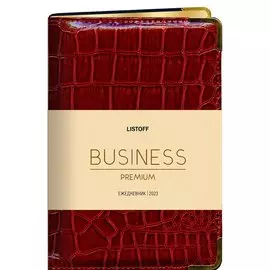 Ежедневник дат. 2023г. А5 176л "Prestige. Grand croco" бордовый, иск.кожа, обл.поролон, мет.уголки, тонир.блок, золот.обрез, ляссе