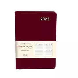 Ежедневник дат. 2023г. А5 176л "Silver Classic" темно-бордовый, иск.кожа, поролон, серебр.срез, ляссе