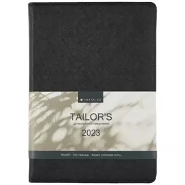 Ежедневник дат. 2023г. А5 176л "Tailor s" черный, иск.кожа, тв.переплет, обл.поролон, тонир.блок, ляссе