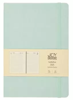 Ежедневник дат. 2025г. А5 176л "Joy Book" сахарный лед, 7Б, тв.переплет, иск.кожа, резинка, карман, скругл.углы, тонир.блок, ляссе, инд.уп