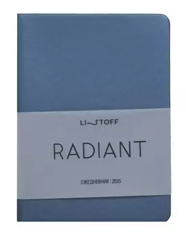 Ежедневник дат. 2025г А6 176л "Radiant" серо-синий, интегр.переплет, иск.кожа, термотиснение, покрытие Soft Touch, скругл.углы, тонир.блок, ляссе, инд.уп