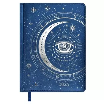 Ежедневник дат. 2025г. А6+ 200л 126х174 Астролог "Плонже" синий, кожзам, тв. переплет, обл.поролон, офсет, ляссе