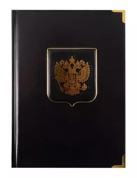 Ежедневник недат. А5+ 152л "PATRIOT" черный, 7Б, тв.переплет, иск.кожа, тисн.фольгой, конгрев, тонир.блок, мет.уголки, ляссе, инд.уп