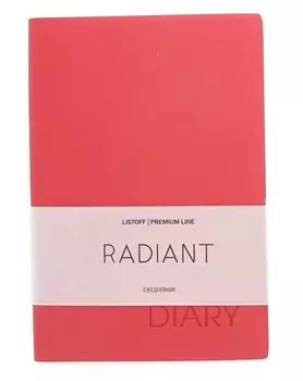 Ежедневник недат. А5 152л "Radiant" красный, иск.кожа, интегр.переплет, покрытие Soft Touch, офсет, скругл.углы, ляссе