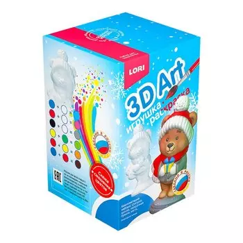3D Art.Игрушка-раскраска "Новогодний мишка" Ир-030 3D