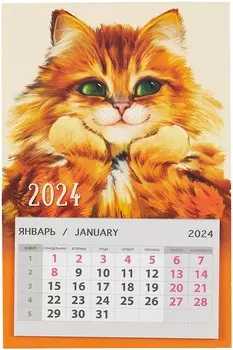 Календарь 2024г 95*145 "Рыжий кот" на магните