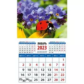 Календарь магнитный на 2023 год "Божья коровка и незабудки"
