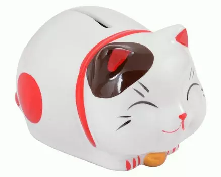 Копилка Кошечка лежит на животе (керамика) (9х7 см)