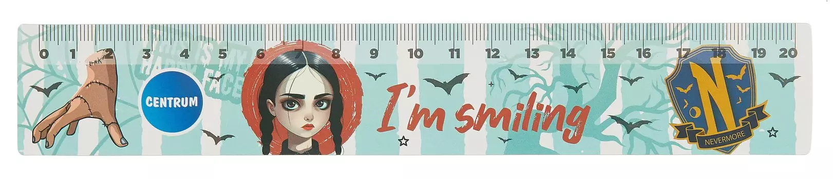 Линейка 20см "Вэнсдэй" пластик, с таблицей умножения