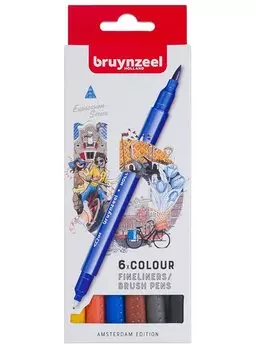 Линеры двусторонние 06цв "Brushpen Амстердам"