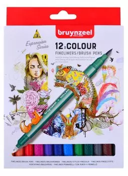 Линеры двусторонние 12цв "Brushpen"