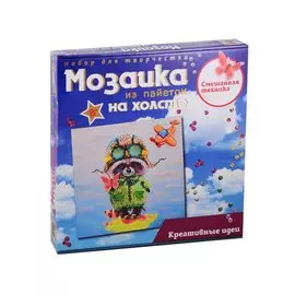 Мозаика из пайеток на холсте "Енот"