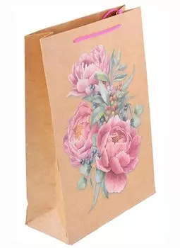 Пакет А4 32*23*9 "Букет" крафт, женск
