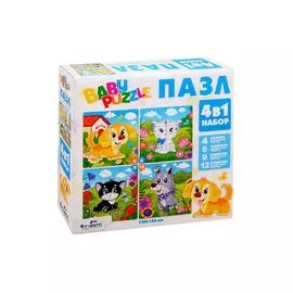 Пазл Набор 4в1 "Для Малышей. Домашние любимцы", 4,6,9,12 элементов