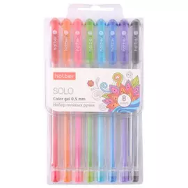 Ручки гелевые Hatber, Solo ColorGel, 8 цветов 0,5 мм