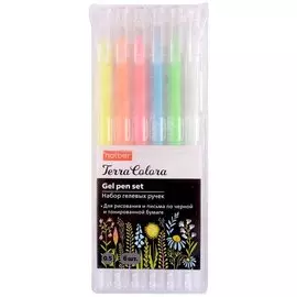 Ручки гелевые 6цв Terra Colora для тонированной бумаги, Hatber