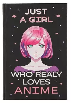 Скетчбук 138*212 48л "Just A Girl Who Loves Anime (темный)" 160г/м2, тв.обложка