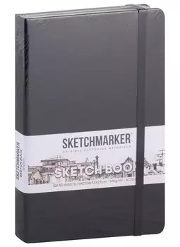 Скетчбук 13*21 80л "Sketchmarker" черный, нелинованн. 140г/м2, слоновая кость, тв.обл.