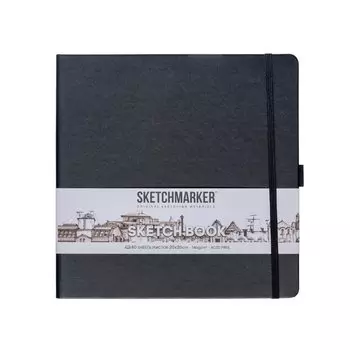 Скетчбук 20*20 80л "Sketchmarker" черный, 140г/м2, слоновая кость, тв.обл.