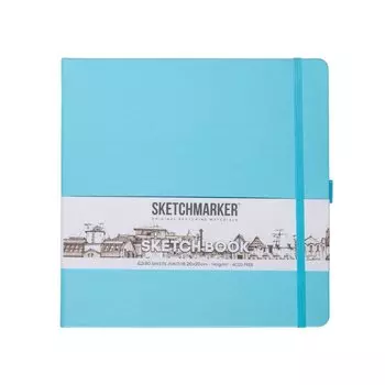 Скетчбук 20*20 80л "Sketchmarker" небесно-голубой, 140г/м2, слоновая кость, тв.обл.