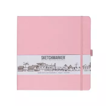 Скетчбук 20*20 80л "Sketchmarker" розовый, 140г/м2, слоновая кость, тв.обл.