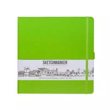 Скетчбук 20*20 80л "Sketchmarker" зеленый луг, 140г/м2, слоновая кость, тв.обл.