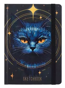Скетчбук А5 80л "КОСМИЧЕСКИЙ КОТ" 120г/м2, тв.обложка