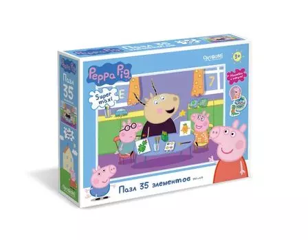 Пазл 35 эл. Гигант. Свинка Пеппа. Звезда детского садика + наклейки