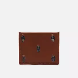 Держатель для карточек Polo Ralph Lauren All Over Bear Smooth Leather, цвет коричневый