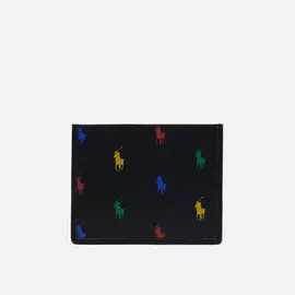 Держатель для карточек Polo Ralph Lauren Multicolor Pony Smooth Leather, цвет чёрный