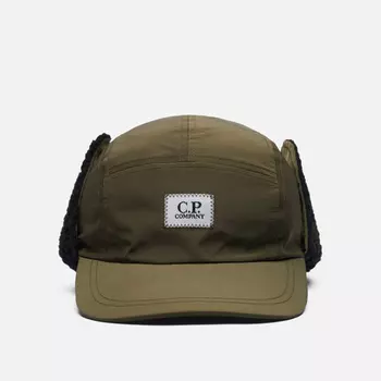 Кепка C.P. Company Chrome-R Earflap Panelled, цвет оливковый