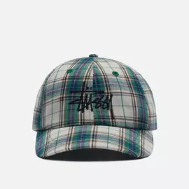 Кепка Stussy Madras Plaid Big Logo Low Pro, цвет зелёный