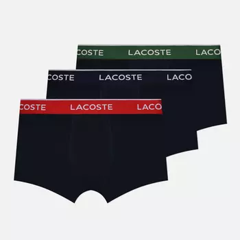 Комплект мужских трусов Lacoste Underwear 3-Pack Boxer Casual Contrast Waistband, цвет чёрный, размер M