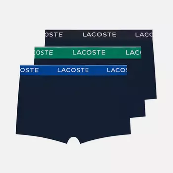 Комплект мужских трусов Lacoste Underwear 3-Pack Boxer Casual Contrast Waistband, цвет синий, размер L