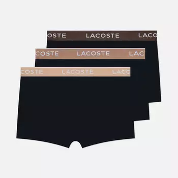 Комплект мужских трусов Lacoste Underwear 3-Pack Boxer Casual Contrast Waistband, цвет чёрный, размер M