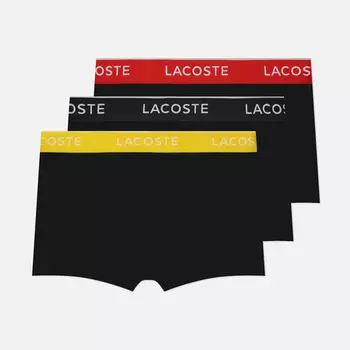 Комплект мужских трусов Lacoste Underwear 3-Pack Stretch Cotton Trunks, цвет чёрный, размер S