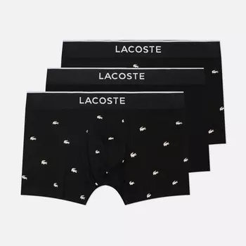 Комплект мужских трусов Lacoste Underwear 3-Pack Printed Stretch Trunks, цвет чёрный, размер XXL
