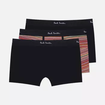 Комплект мужских трусов Paul Smith Organic Cotton Black Mixed Stripe Boxer Briefs 3-Pack, цвет комбинированный, размер XL