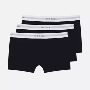 Комплект мужских трусов Paul Smith Organic Cotton White Band Boxer Briefs 3-Pack, цвет чёрный, размер XXL