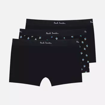 Комплект мужских трусов Paul Smith Organic Cotton Robot Boxer Briefs 3-Pack, цвет чёрный, размер XL