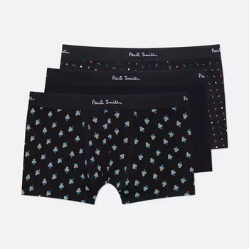 Комплект мужских трусов Paul Smith Organic Cotton Robot & Alphabet Boxer Briefs 3-Pack, цвет чёрный, размер XL