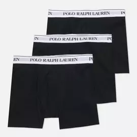 Комплект мужских трусов Polo Ralph Lauren Classic Boxer 3-Pack, цвет чёрный, размер XXS