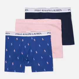 Комплект мужских трусов Polo Ralph Lauren Classic Boxer 3-Pack, цвет голубой, размер XXS