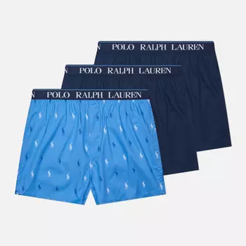 Комплект мужских трусов Polo Ralph Lauren Elastic Boxer 3-Pack, цвет синий, размер XL